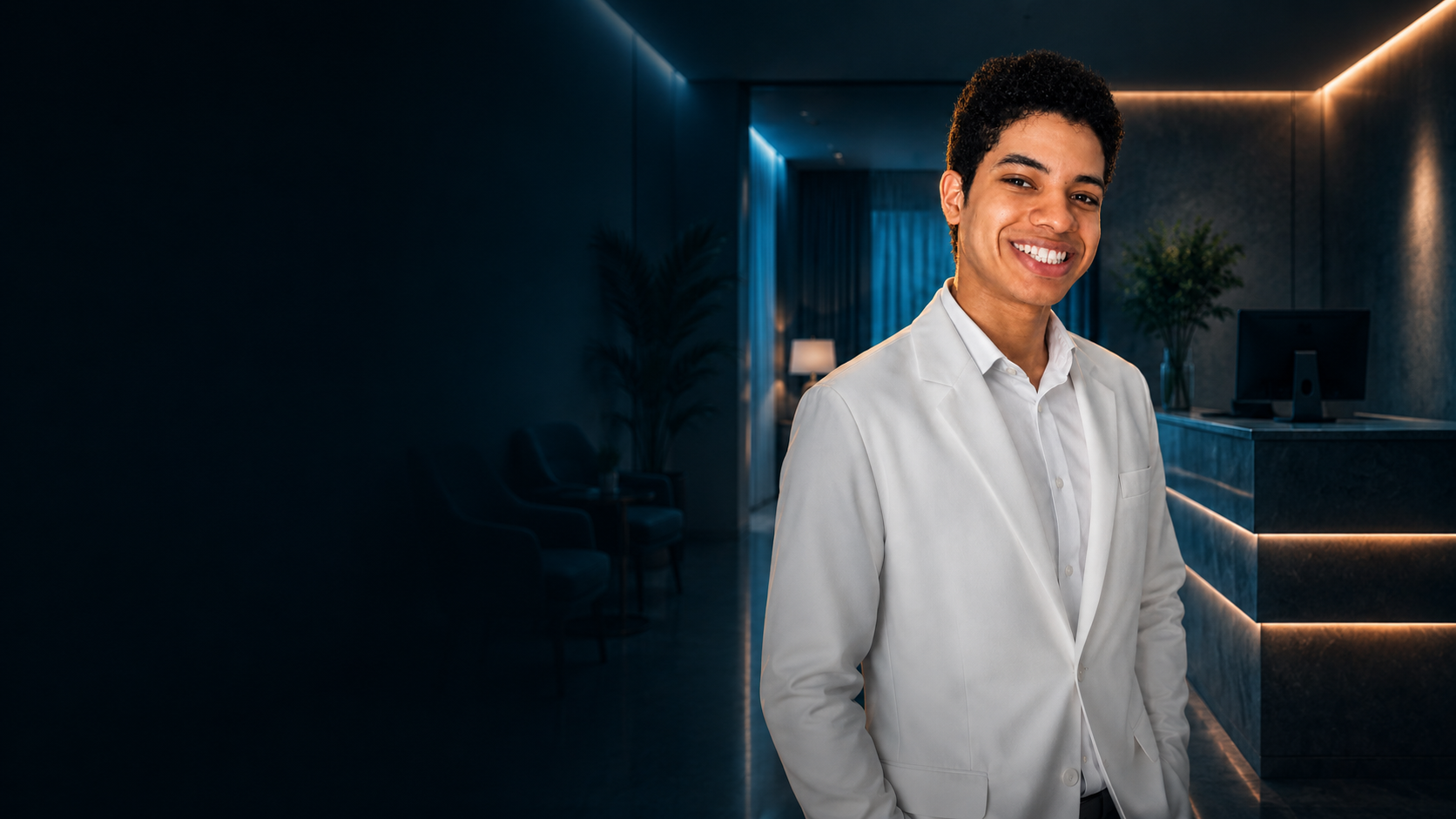 Gabriel Santos, fonoaudiólogo e preparador vocal, em seu espaço de atendimento